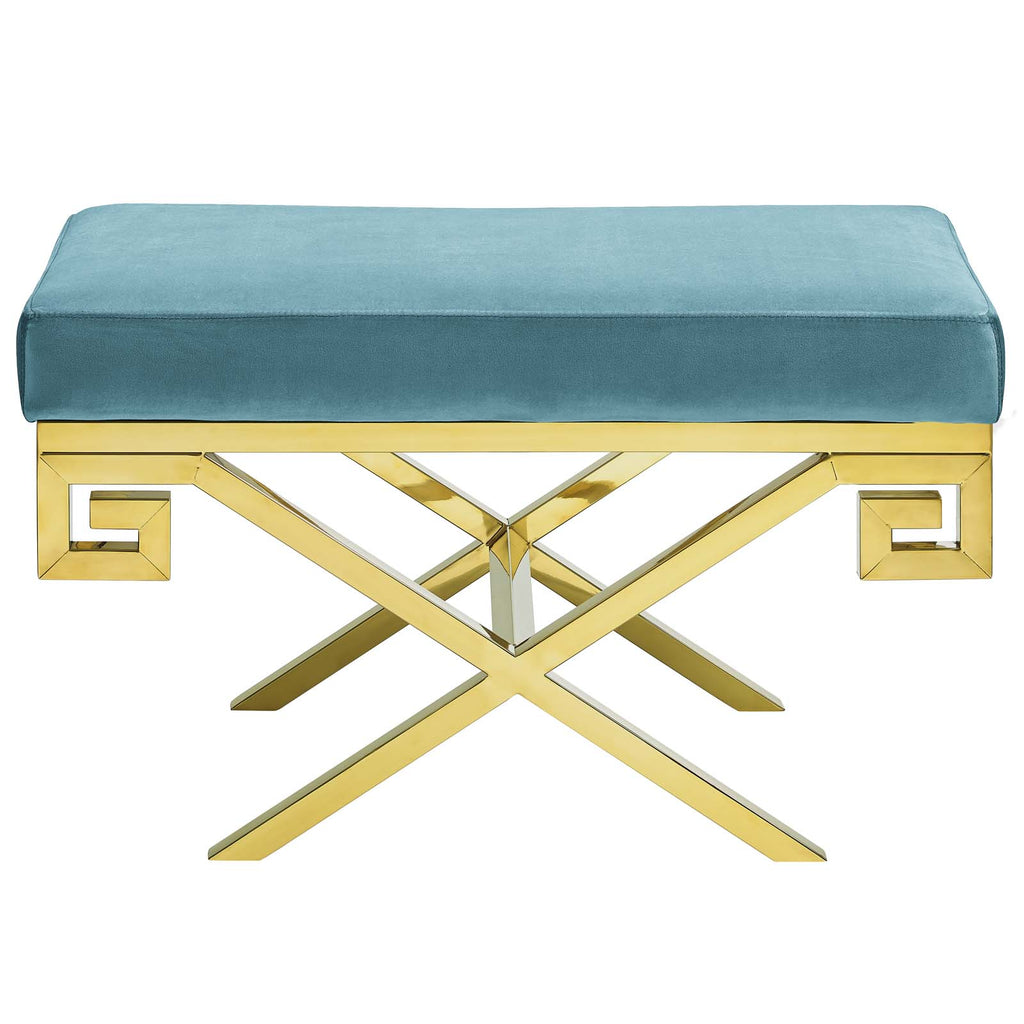 Rove Velvet Performance Velvet Bench in Sea Blue