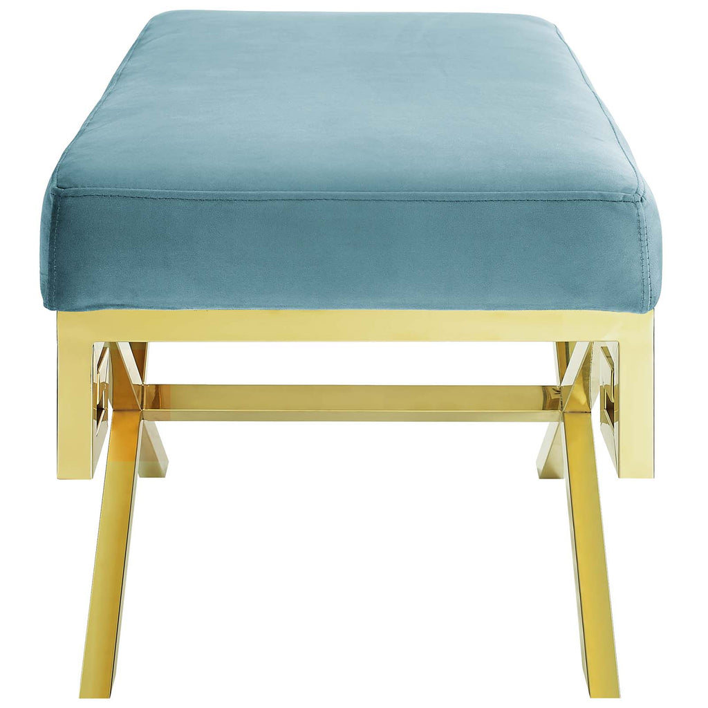 Rove Velvet Performance Velvet Bench in Sea Blue