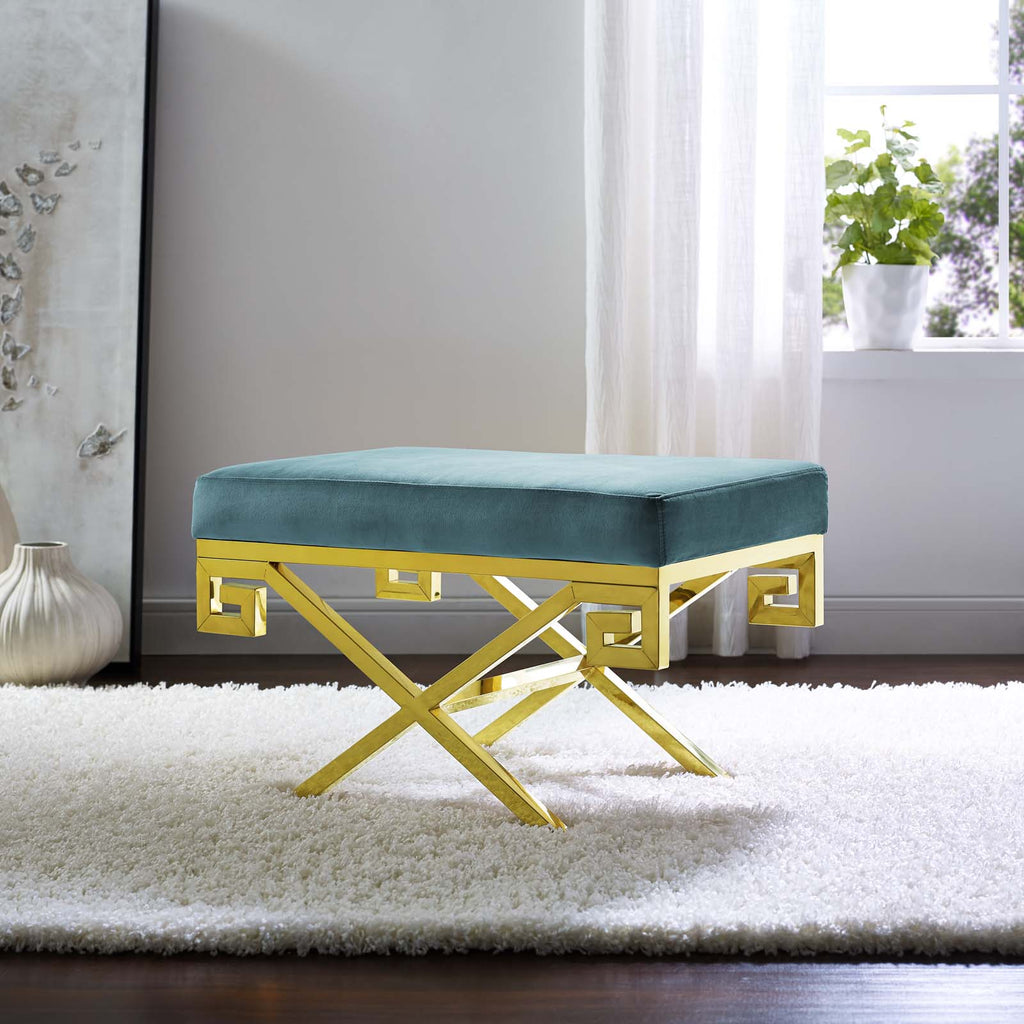 Rove Velvet Performance Velvet Bench in Sea Blue