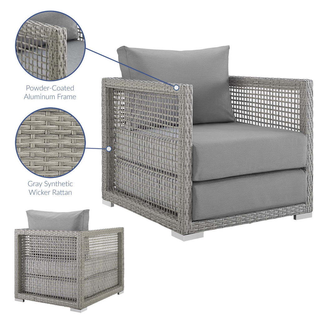 Aura Rattan Outdoor Patio Armchair in Gray Gray