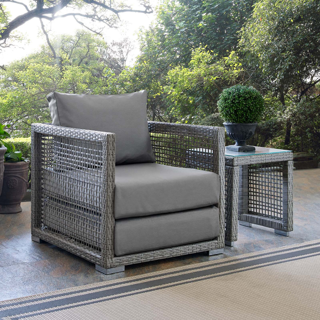 Aura Rattan Outdoor Patio Armchair in Gray Gray