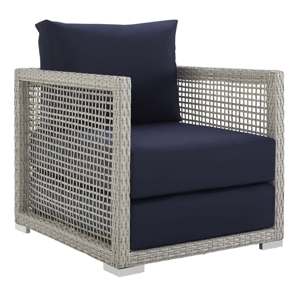 Aura Rattan Outdoor Patio Armchair in Gray Navy