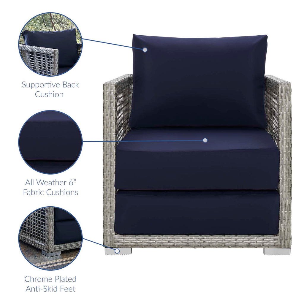 Aura Rattan Outdoor Patio Armchair in Gray Navy