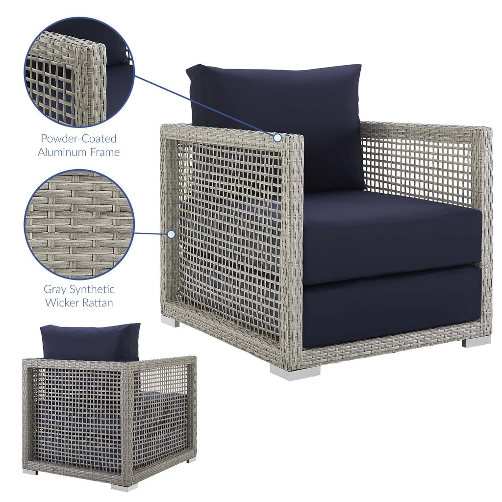 Aura Rattan Outdoor Patio Armchair in Gray Navy