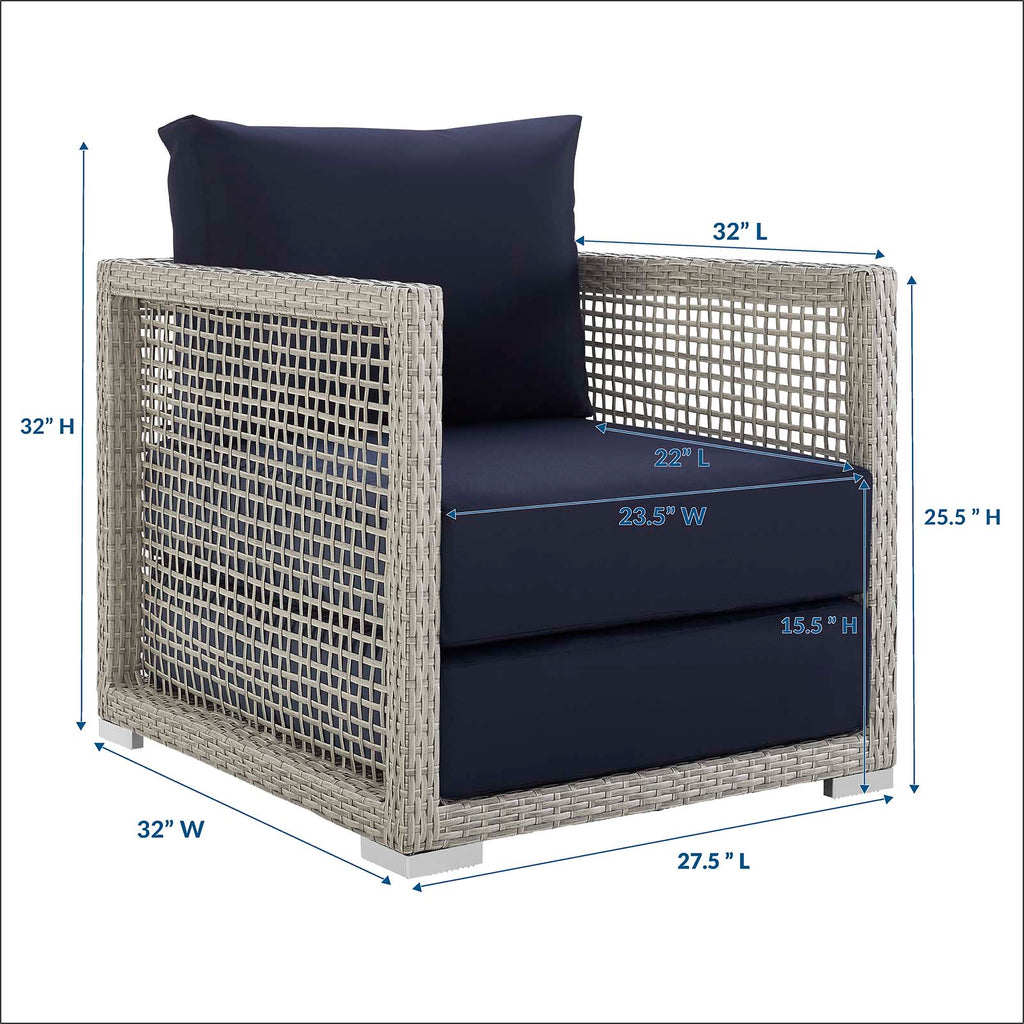 Aura Rattan Outdoor Patio Armchair in Gray Navy