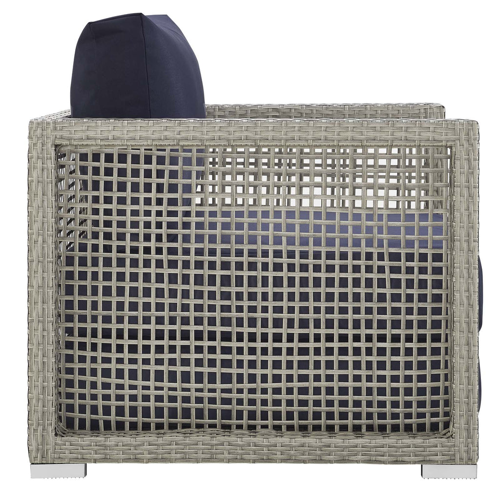 Aura Rattan Outdoor Patio Armchair in Gray Navy