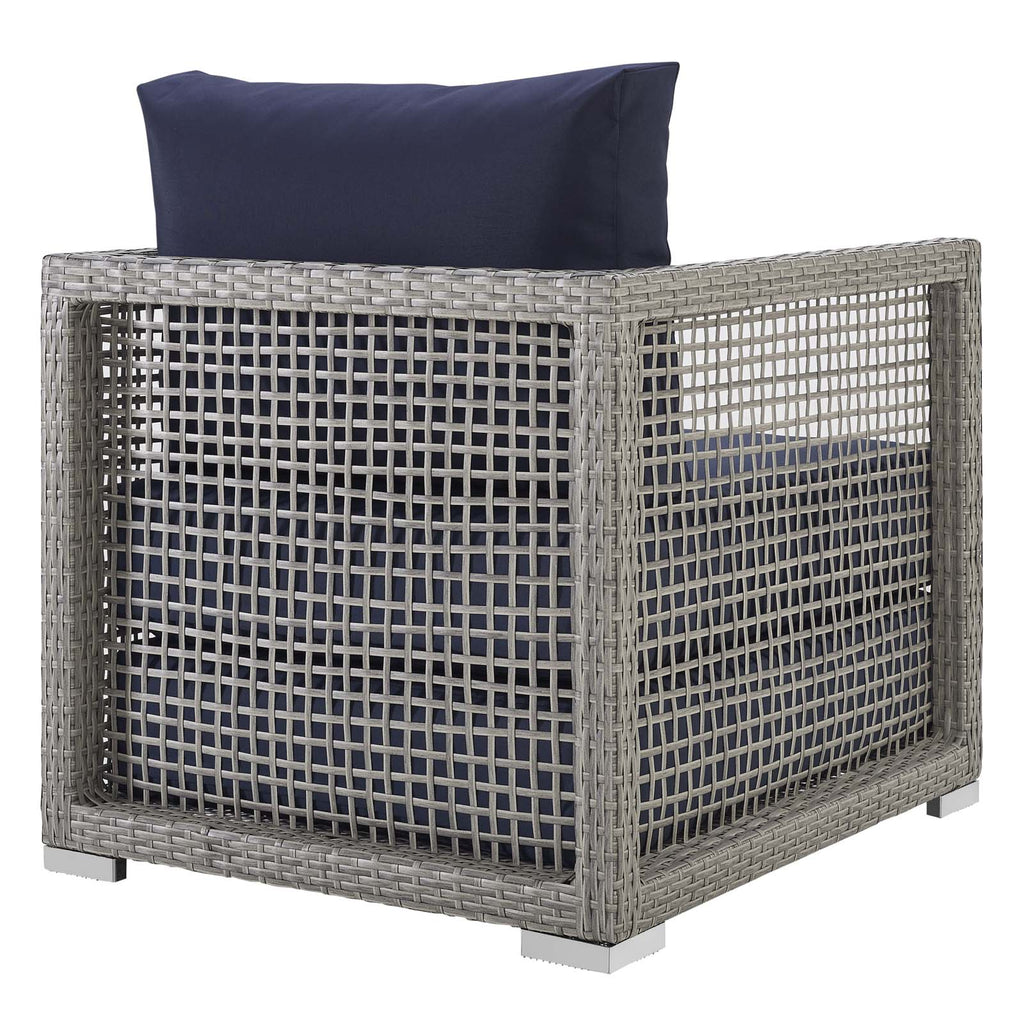 Aura Rattan Outdoor Patio Armchair in Gray Navy