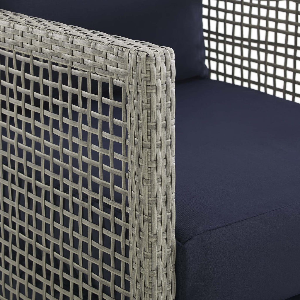 Aura Rattan Outdoor Patio Armchair in Gray Navy