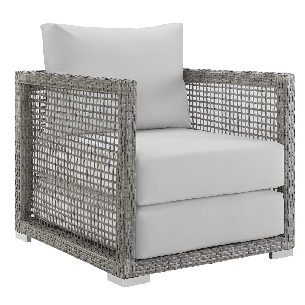 Aura Rattan Outdoor Patio Armchair in Gray White