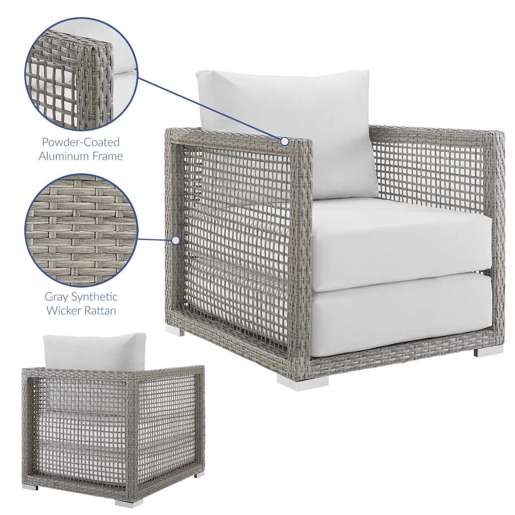 Aura Rattan Outdoor Patio Armchair in Gray White