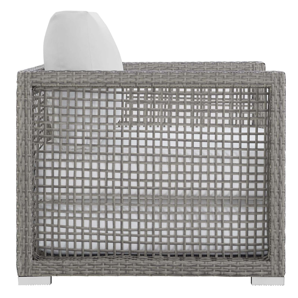 Aura Rattan Outdoor Patio Armchair in Gray White