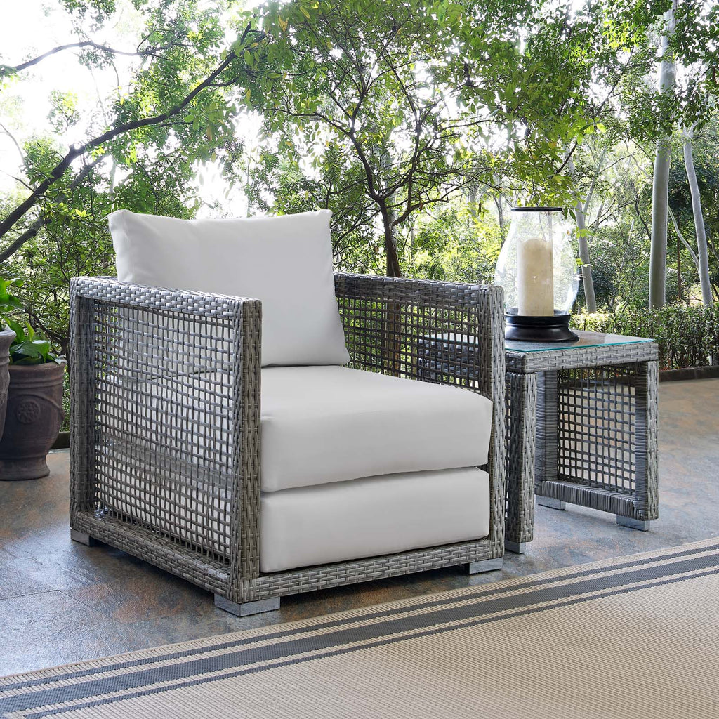 Aura Rattan Outdoor Patio Armchair in Gray White