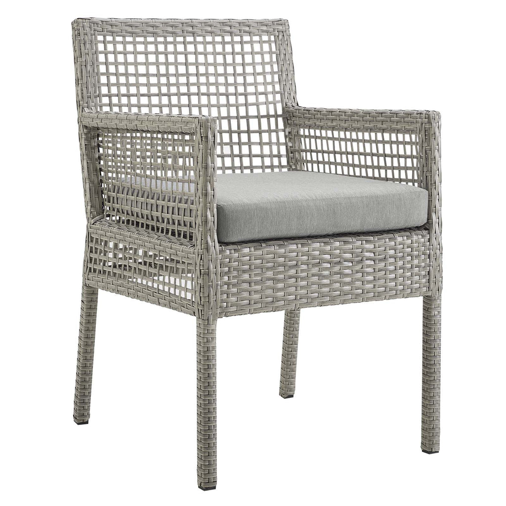 Aura Outdoor Patio Wicker Rattan Dining Armchair in Gray Gray