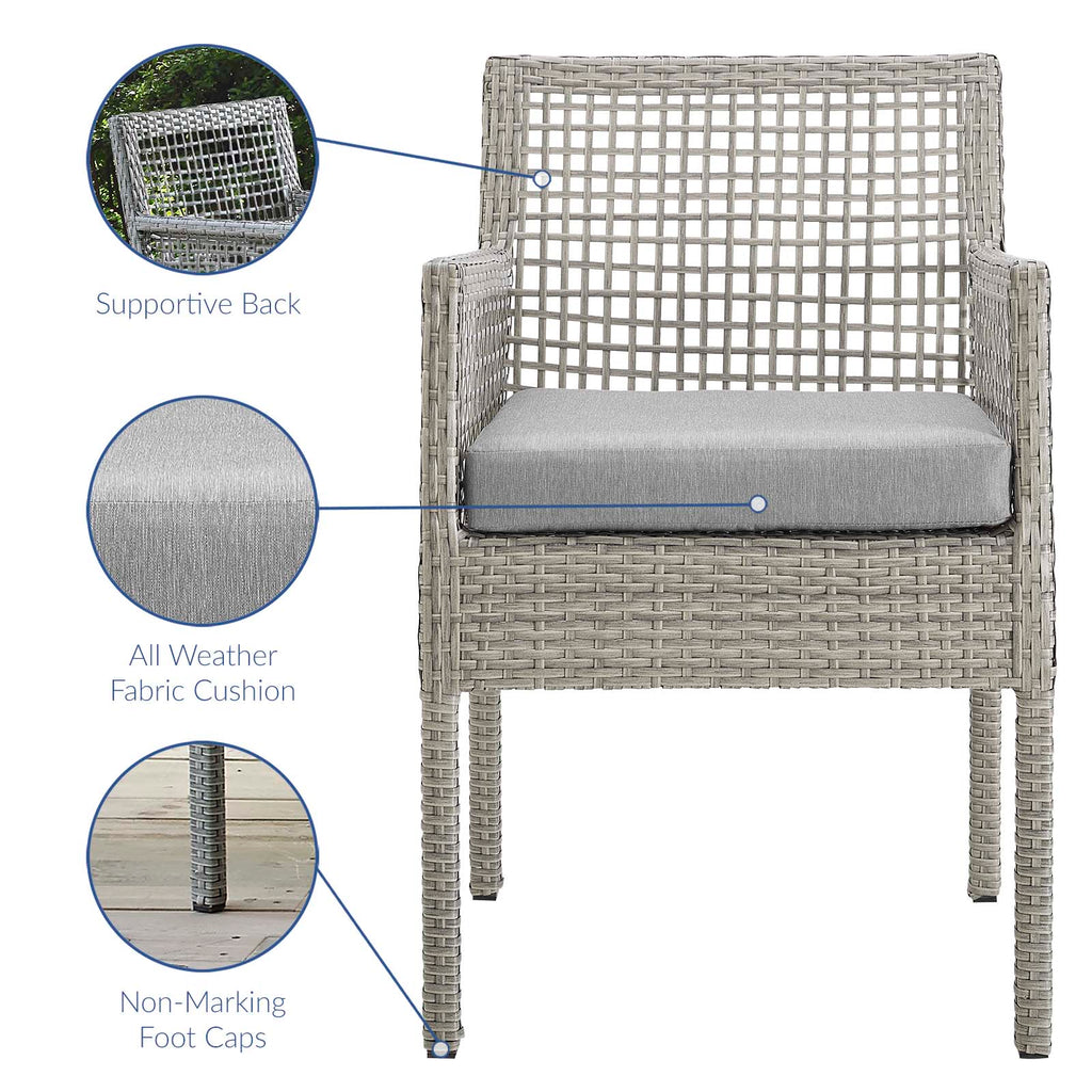 Aura Outdoor Patio Wicker Rattan Dining Armchair in Gray Gray