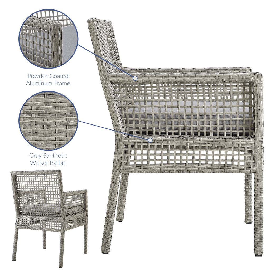 Aura Outdoor Patio Wicker Rattan Dining Armchair in Gray Gray