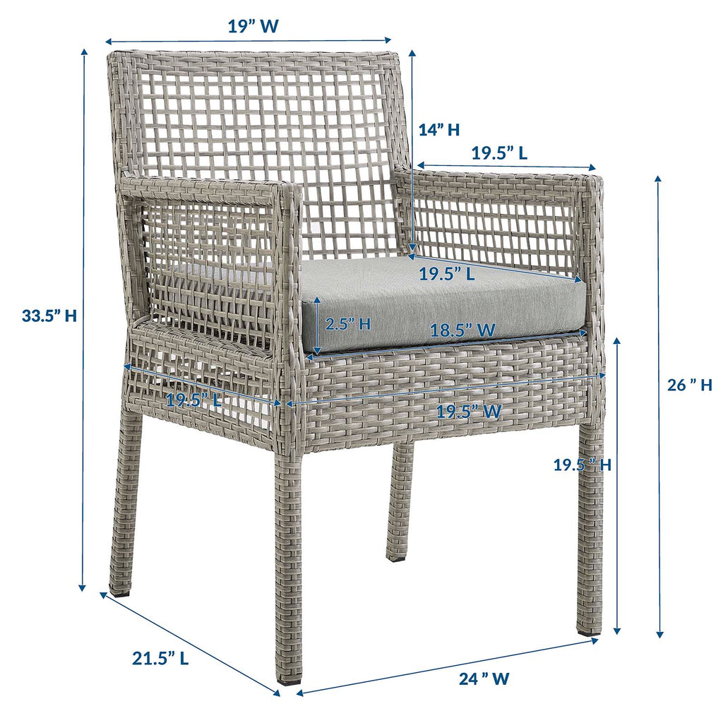 Aura Outdoor Patio Wicker Rattan Dining Armchair in Gray Gray