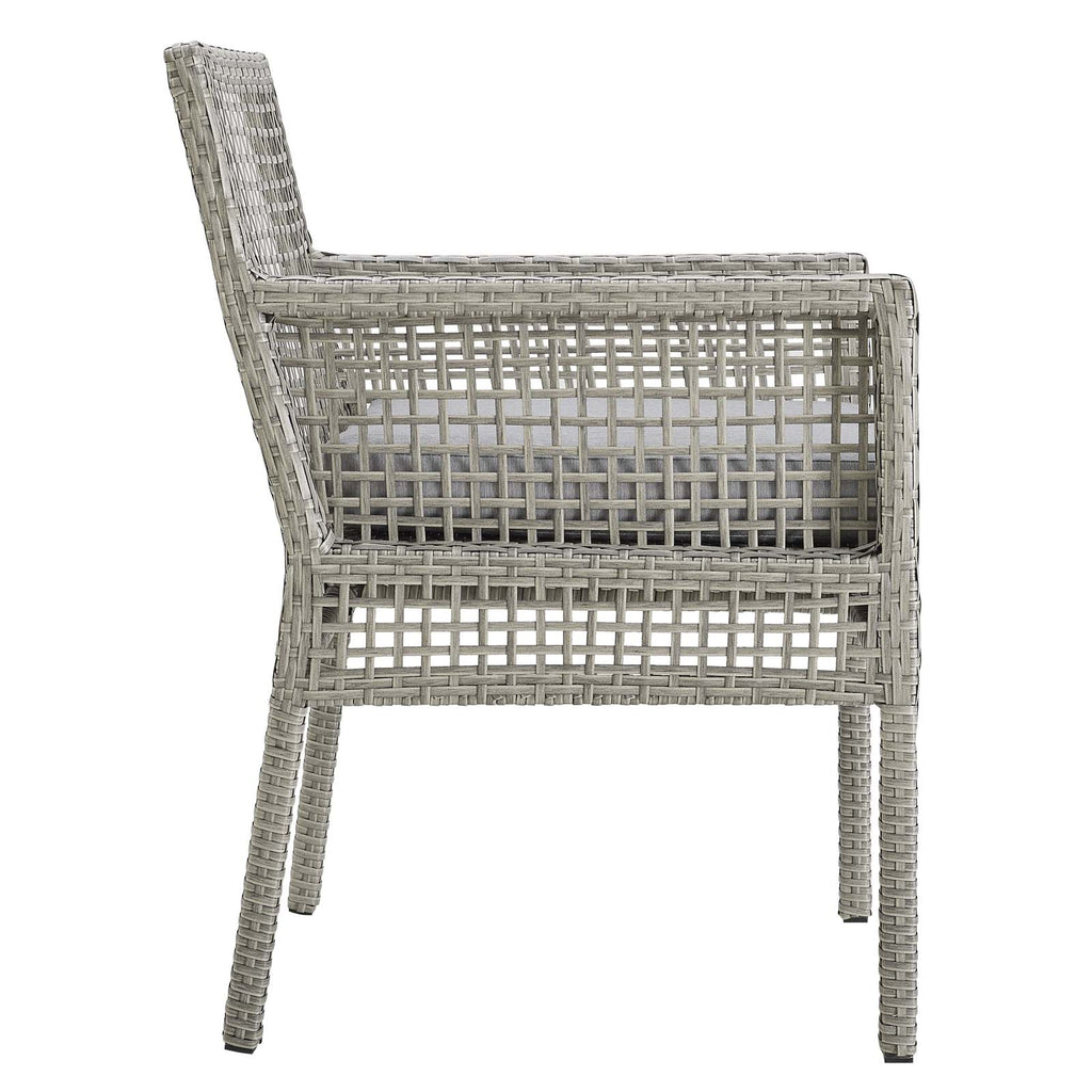 Aura Outdoor Patio Wicker Rattan Dining Armchair in Gray Gray