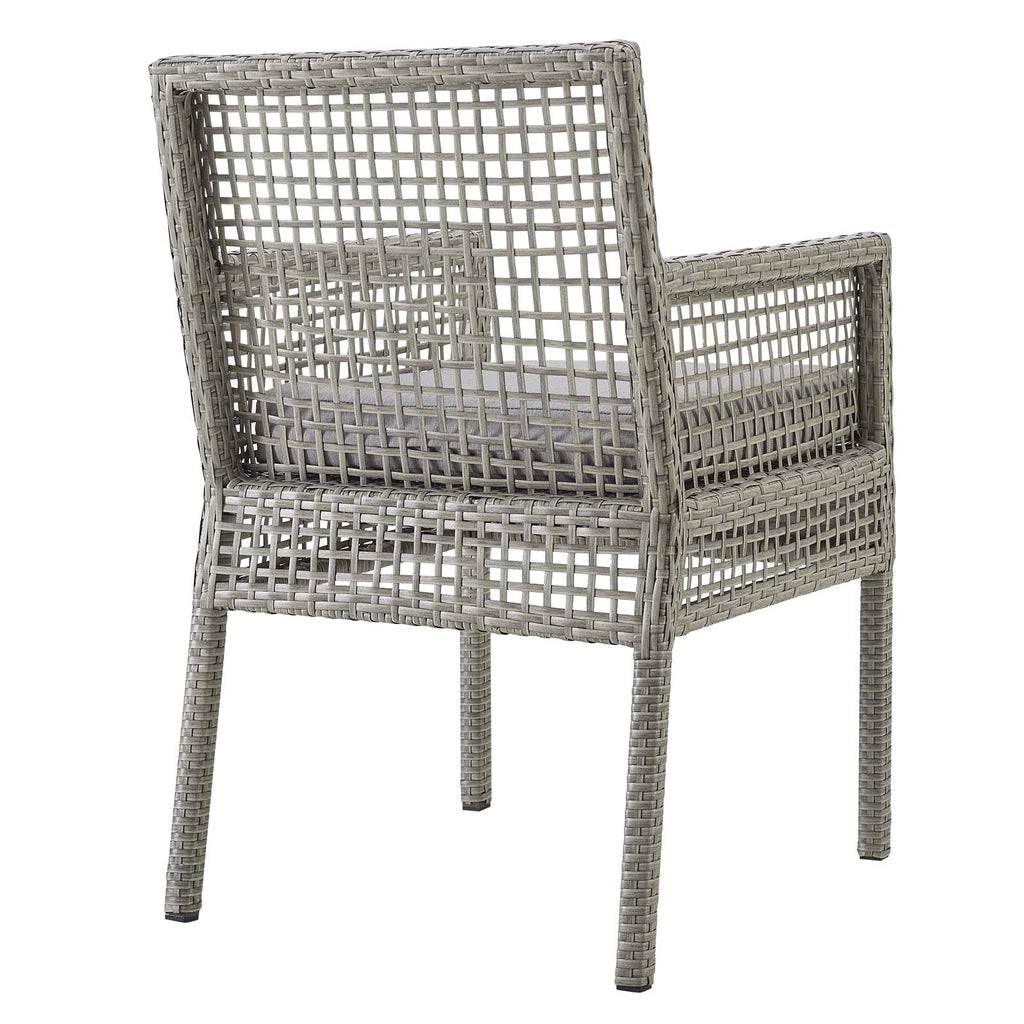 Aura Outdoor Patio Wicker Rattan Dining Armchair in Gray Gray