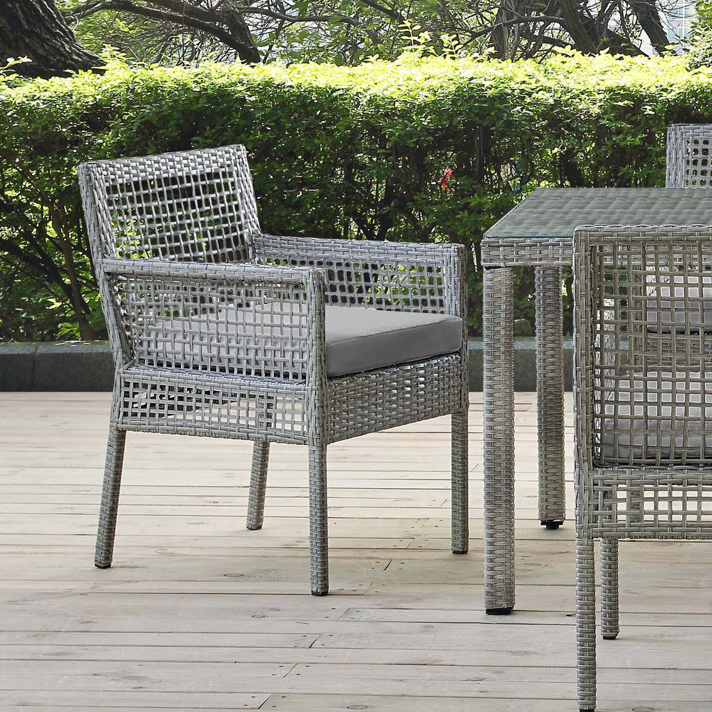 Aura Outdoor Patio Wicker Rattan Dining Armchair in Gray Gray