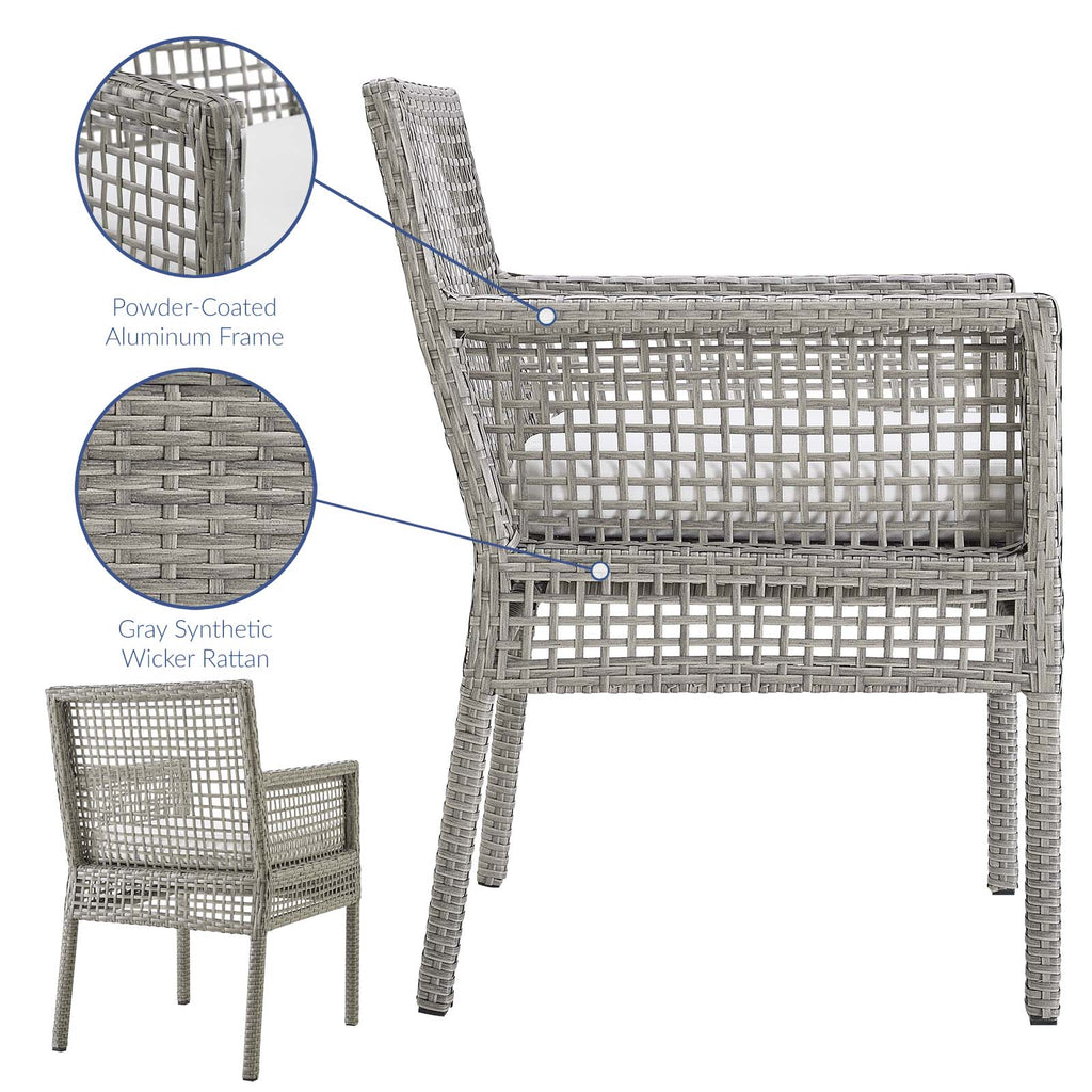 Aura Outdoor Patio Wicker Rattan Dining Armchair in Gray White