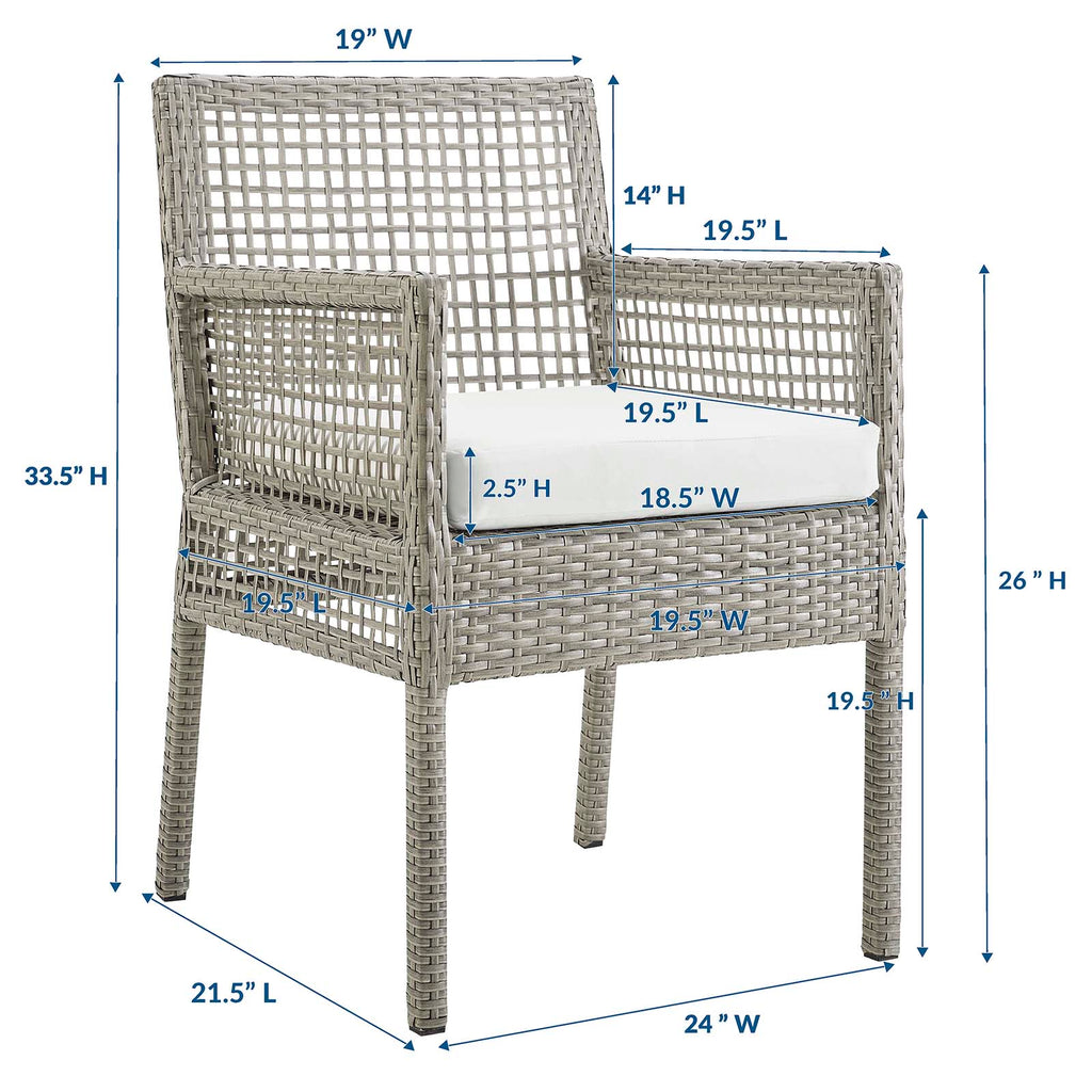 Aura Outdoor Patio Wicker Rattan Dining Armchair in Gray White