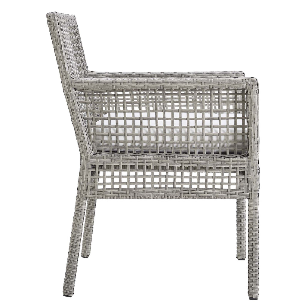 Aura Outdoor Patio Wicker Rattan Dining Armchair in Gray White