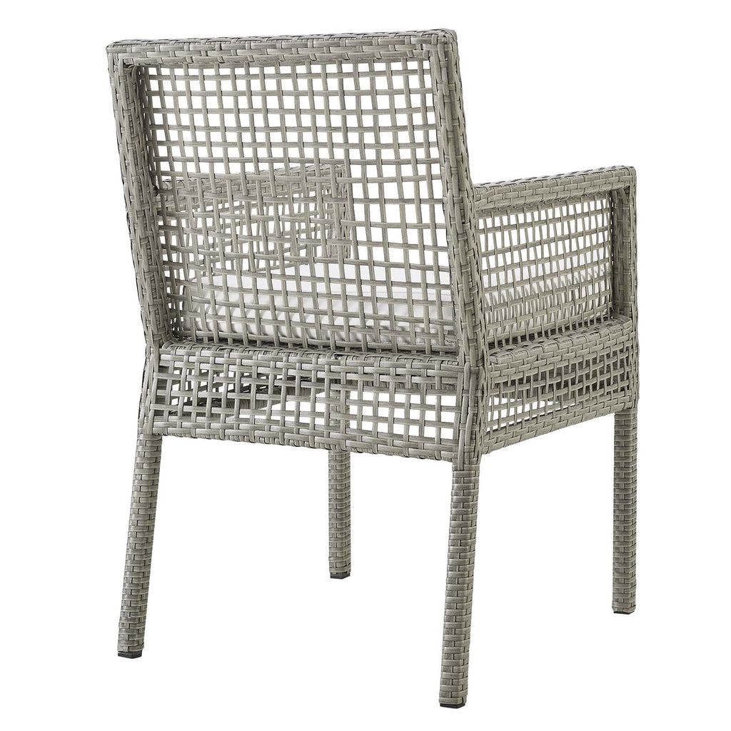 Aura Outdoor Patio Wicker Rattan Dining Armchair in Gray White