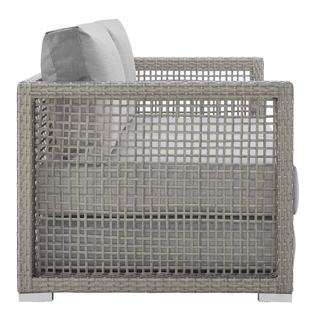 Aura Outdoor Patio Wicker Rattan Loveseat in Gray Gray