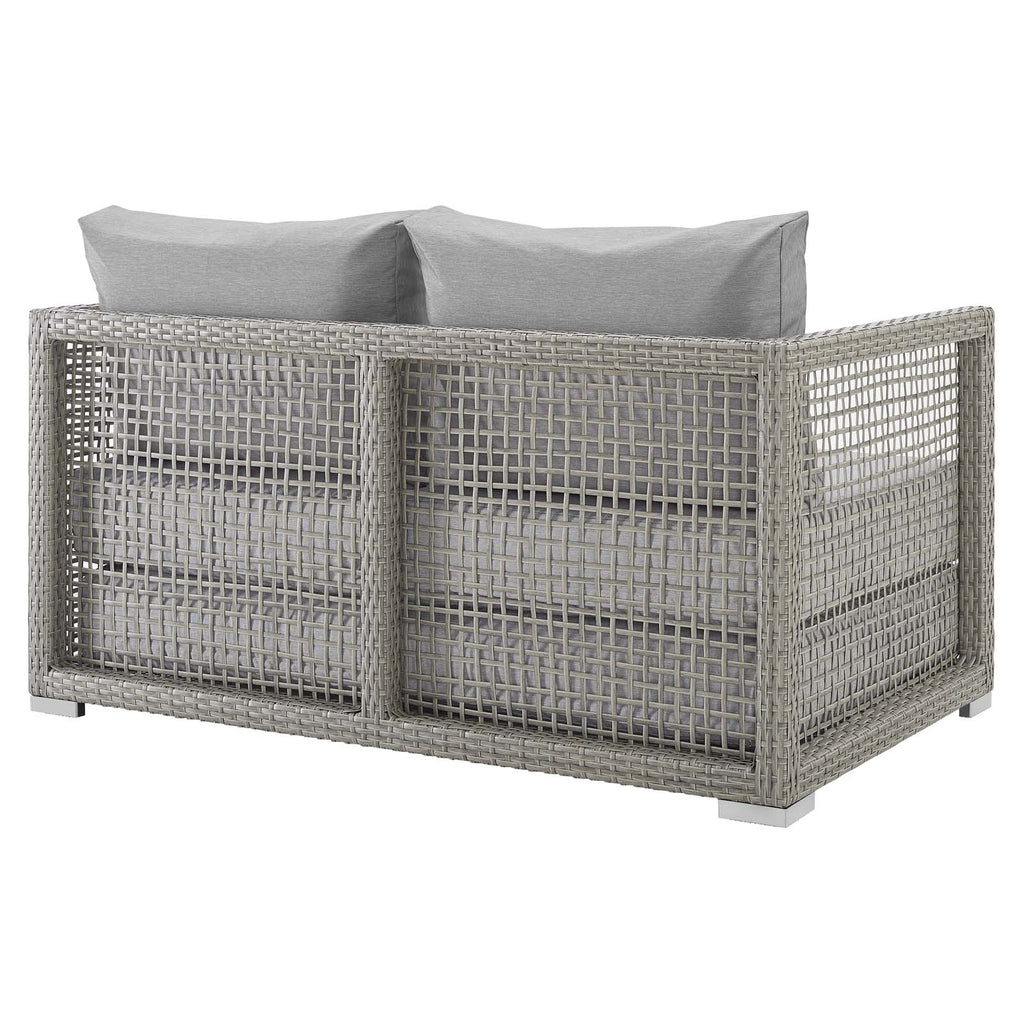 Aura Outdoor Patio Wicker Rattan Loveseat in Gray Gray