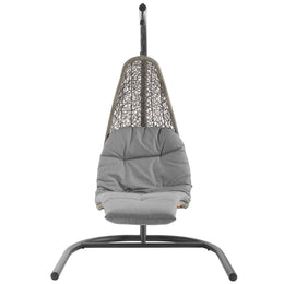 Landscape Hanging Chaise Lounge Outdoor Patio Swing Chair in Light Gray Gray