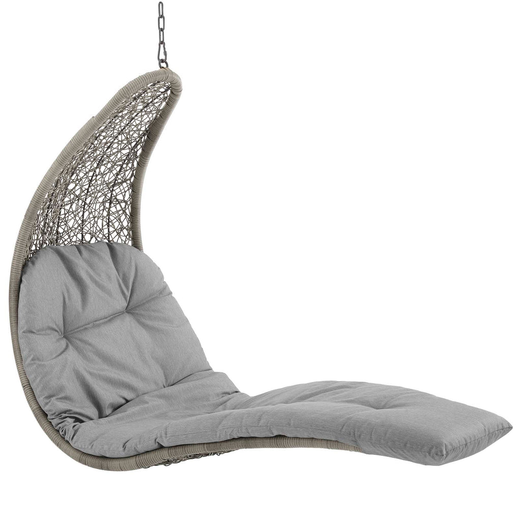 Landscape Hanging Chaise Lounge Outdoor Patio Swing Chair in Light Gray Gray