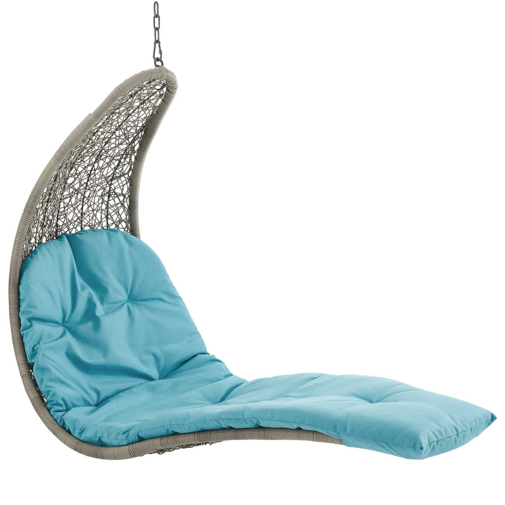 Landscape Hanging Chaise Lounge Outdoor Patio Swing Chair in Light Gray Turquoise