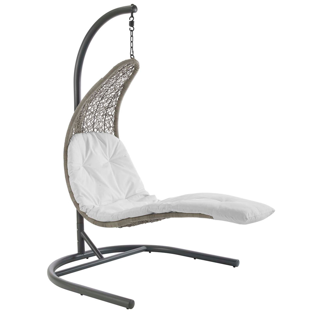 Landscape Hanging Chaise Lounge Outdoor Patio Swing Chair in Light Gray White