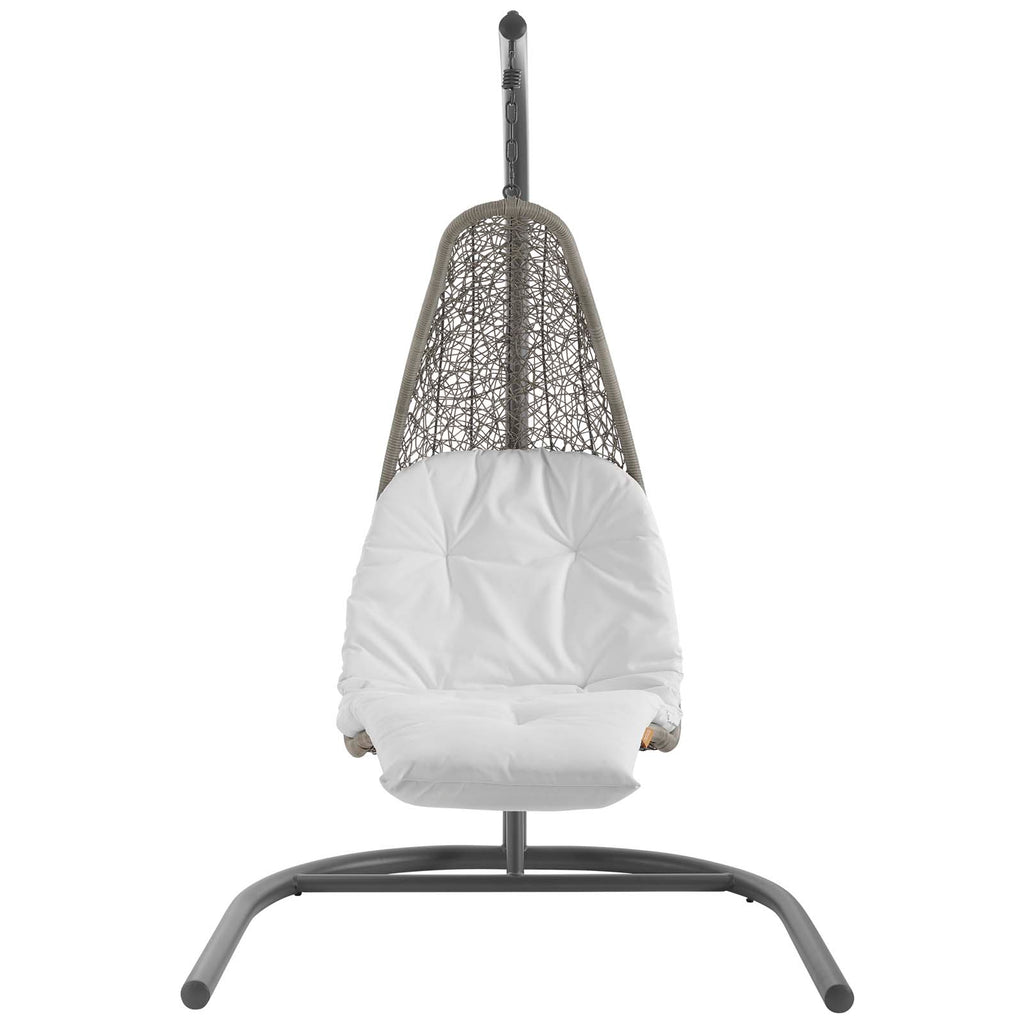 Landscape Hanging Chaise Lounge Outdoor Patio Swing Chair in Light Gray White