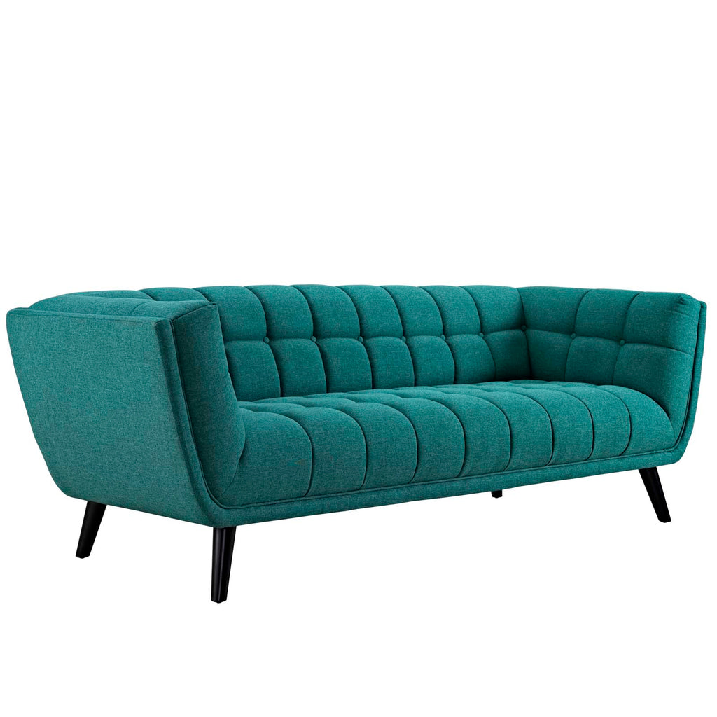 Bestow 3 Piece Upholstered Fabric Sofa Loveseat and Armchair Set in Teal