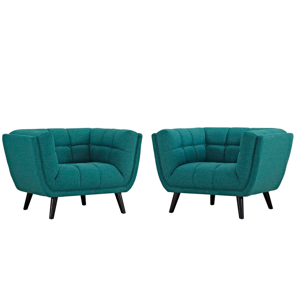 Bestow 2 Piece Upholstered Fabric Armchair Set in Teal