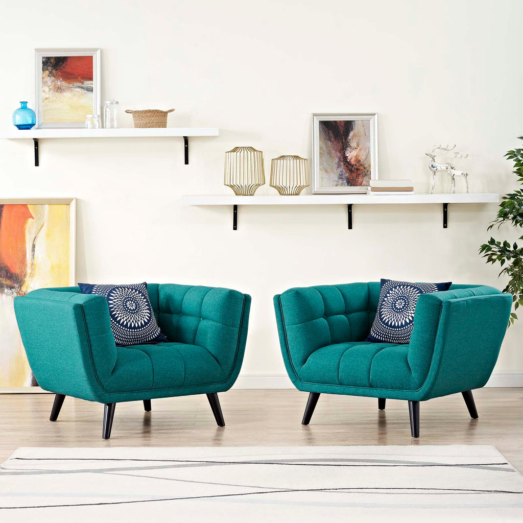 Bestow 2 Piece Upholstered Fabric Armchair Set in Teal