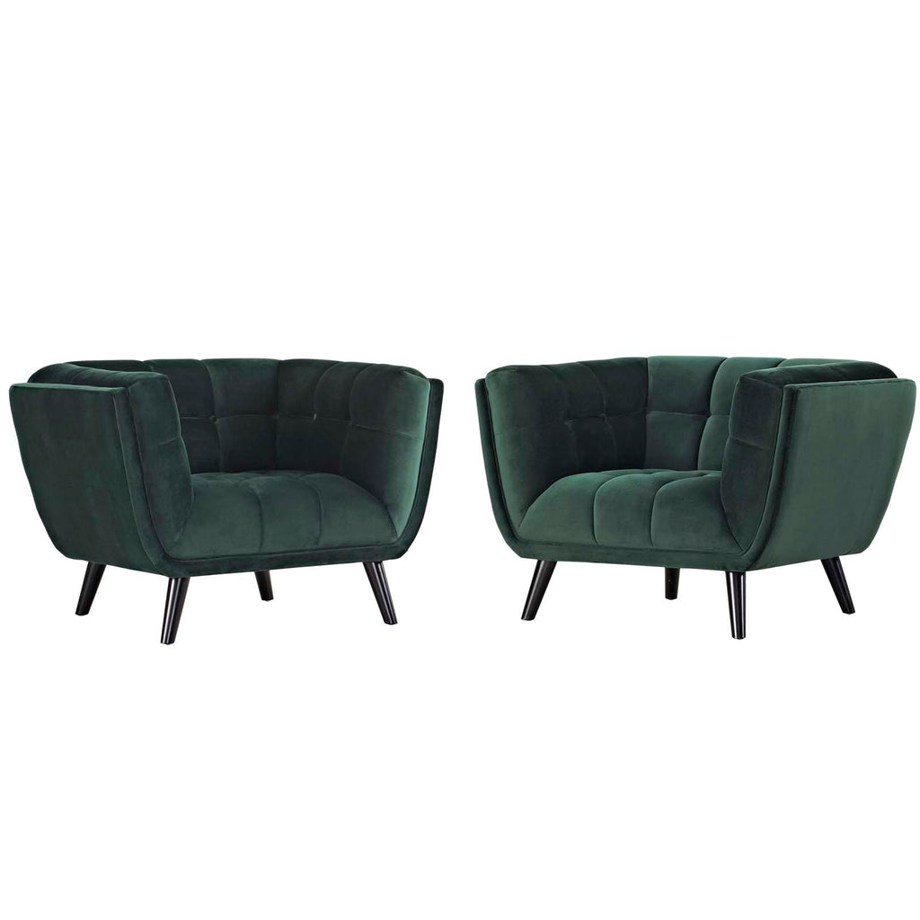 Bestow 2 Piece Performance Velvet Armchair Set in Green