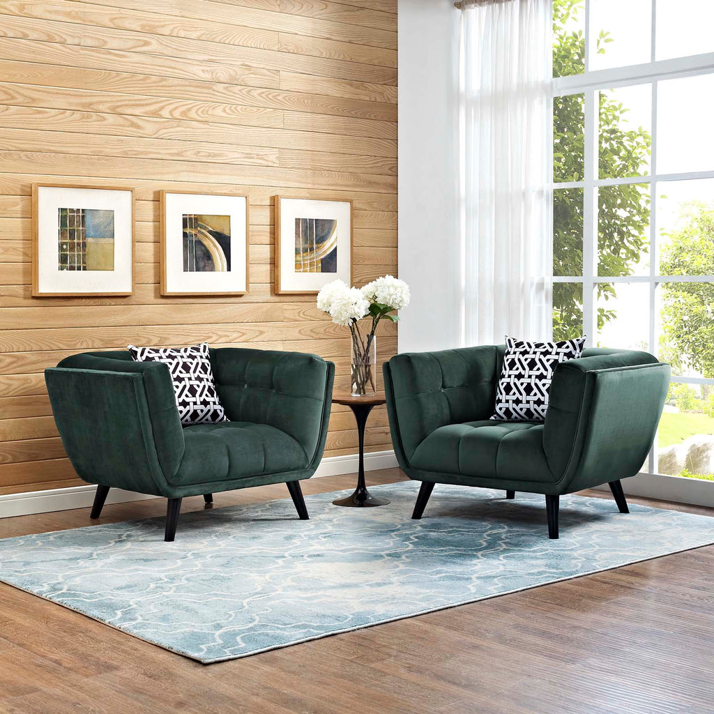 Bestow 2 Piece Performance Velvet Armchair Set in Green