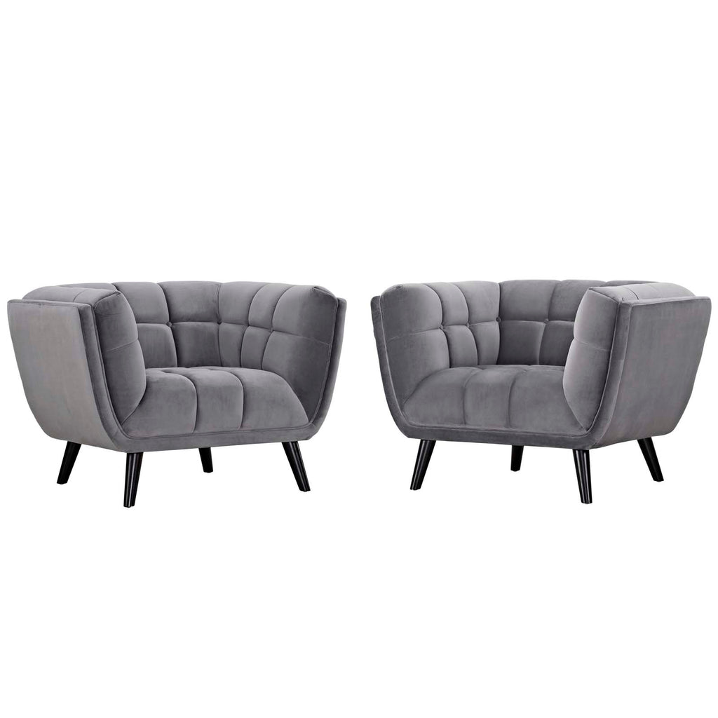 Bestow 2 Piece Performance Velvet Armchair Set in Gray