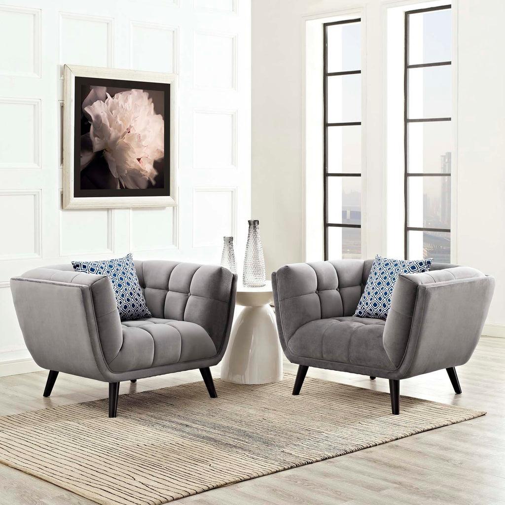 Bestow 2 Piece Performance Velvet Armchair Set in Gray