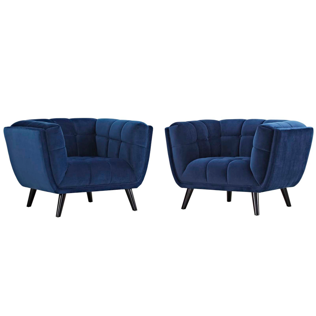 Bestow 2 Piece Performance Velvet Armchair Set in Navy