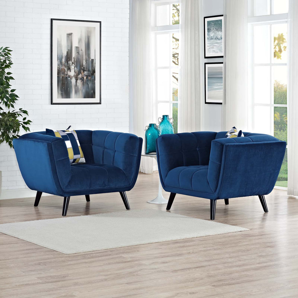 Bestow 2 Piece Performance Velvet Armchair Set in Navy