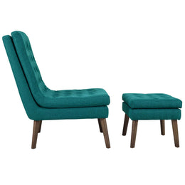 Modify Upholstered Lounge Chair and Ottoman in Teal