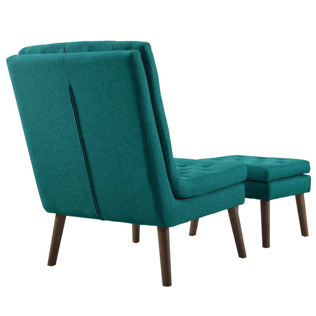 Modify Upholstered Lounge Chair and Ottoman in Teal