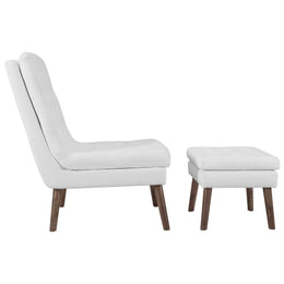 Modify Upholstered Lounge Chair and Ottoman in White