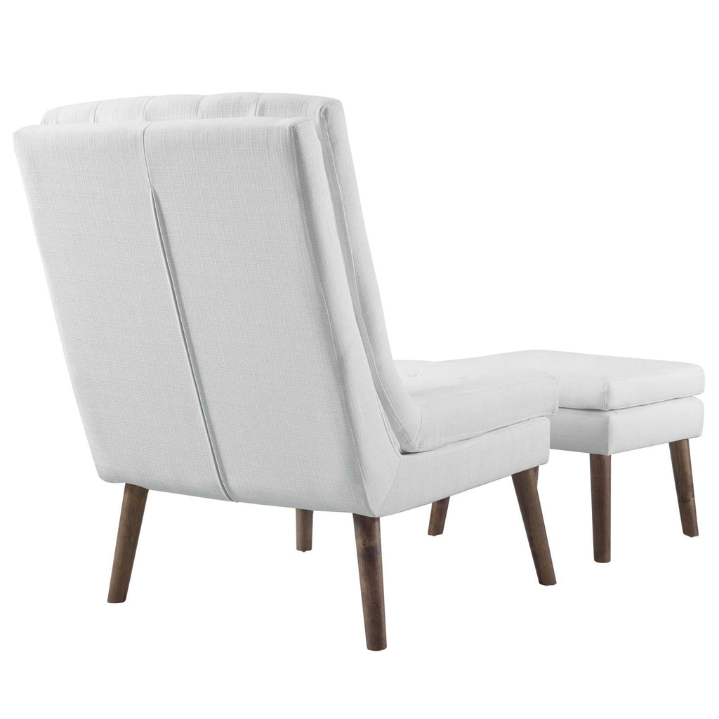 Modify Upholstered Lounge Chair and Ottoman in White