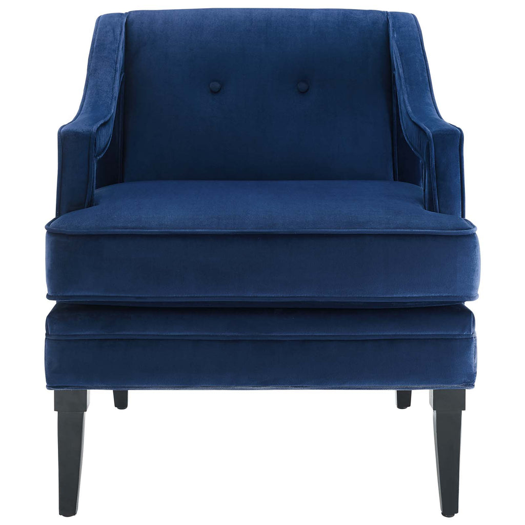 Concur Button Tufted Performance Velvet Armchair in Navy