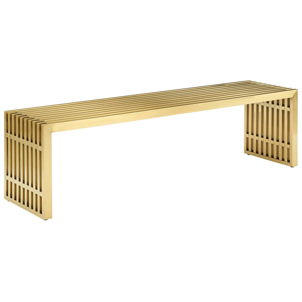 Gridiron Large Stainless Steel Bench in Gold