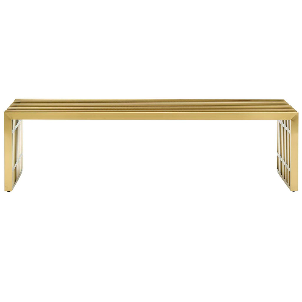 Gridiron Large Stainless Steel Bench in Gold